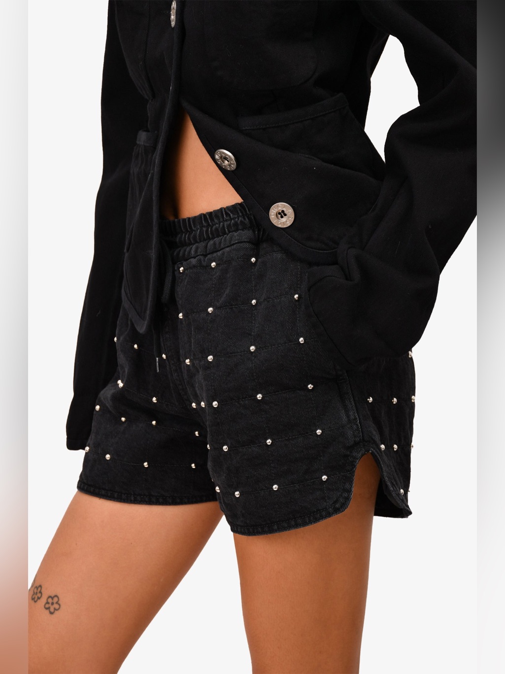 Maje Quilted Studded Shorts